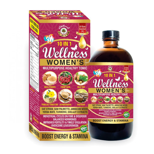 This powerhouse 10-in-1 Women’s Wellness Tonic is your daily dose of natural support, crafted with a potent blend of time-tested herbs and adaptogens. Formulated to help regulate menstrual cycles, improve fertility, and balance hormones, it’s the ultimate multipurpose tonic for modern women seeking holistic health.