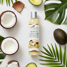 Coconut Avocado Shampoo 3-in-1 Adiva Naturals - Ingredient Flat Lay
